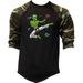 Men s Alien Karate F128 Camo Raglan Baseball T-Shirt X-Large