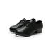 Eloshman Kids Comfortable Chunky Tap Shoes Dancing Split Sole Dance Shoe Performance Beginner Heeled Black 11c