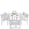 VIFAH Bradley Outdoor Patio Wood 7-piece Dining Set with Stacking Chairs - White
