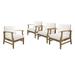 GDF Studio Abena Outdoor Acacia Wood Club Chairs with Cushions Set of 4 Teak and Cream