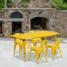 Emma + Oliver Commercial Grade Rectangular Yellow Metal Indoor-Outdoor Table Set-4 Arm Chairs