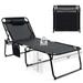 Costway Folding Lounge Chaise Chair 4 Position Patio Recliner w/Pillow Sunbathe Chair Black