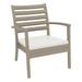 Luxury Commercial Living 35 Taupe Outdoor Patio Club Armchair with Natural Sunbrella Cushion -