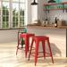 Merrick Lane Red 24 High Backless Metal Counter Height Stool with Square Seat for Indoor-Outdoor Use