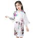 Children s Silk Stain Pure Kimono Wedding Dressing Gown Kimono Robes Bridal Lingerie Sleepwear Girls Children Long-Sleeve Floral Printing Dressing Gown Bath Robe Sleepwear