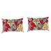 Jordan Manufacturing 12 x 18 Leathra Red Floral Rectangular Outdoor Lumbar Throw Pillow (2 Pack)