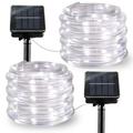 Ledander 2 Pack Solar String Lights Outdoor 39FT 100 LED Solar Rope Lights Outdoor Waterproof Fairy Lights 8 Modes PVC Tube String Light for Garden Fence Party Wedding Decor (White)