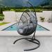 [Sales Promotion]Courtyard Garden Swing Outdoor Indoor PE Wicker Swing Egg chair with Antracite Color Cushion And Black Color Base