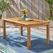 GDF Studio Zeila Outdoor Acacia Wood Expandable Rectangular Dining Table Sandblasted Natural 6 Person