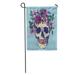 SIDONKU Sugar Human Skull and Flower Wreath Los Muertos Kiss Rose Garden Flag Decorative Flag House Banner 28x40 inch