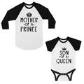 Queen Of Prince Mom Baby Matching Baseball Shirts Baby Shower Gift