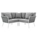 Stance Outdoor Patio Aluminum Small Sectional Sofa White Gray