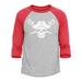 Shop4Ever Men s White Pirate Captain Skull with Scimitars Raglan Baseball Shirt X-Large Heather Grey/Red