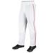 MVP Open Bottom Baseball Pants with Braid Youth Medium White with Scarlet Braid