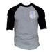 Men s Chest Police Badge US Flag Gray/Black Raglan Baseball T-Shirt Medium Gray/Black