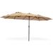 15x9ft Large Double-Sided Rectangular Outdoor Aluminum Twin Patio Market Umbrella w/Crank- taupe