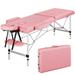 Topeakmart Adjustable Massage Bed Portable Massage Table Spa Table with Headrest/Armrest/Hand Pallet Pink