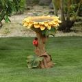 Clearanceï¼�EQWLJWE Polyresin Sunflower Bird Bath Handmade Wild Bird Feeder and Birdbath Bowls For Outside Beautiful Sunflower Bird Bath With Brown Pedestal Gifts For Outdoor Home Garden Lawn Decor