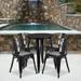 BizChair Commercial Grade 24 Round Black Metal Indoor-Outdoor Table Set with 4 Arm Chairs