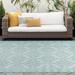 5x7 Water Resistant Indoor Outdoor Rugs for Patios Front Door Entry Entryway Deck Porch Balcony | Outside Area Rug for Patio | Aqua Floral | Size: 5 x 6 11