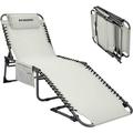 FUNDANGO Camping Chair Outdoor Folding Chaise Lounge Chair for Beach Pool Adjustable Reclining Chair with Pillow Supports 265lbs Grey