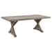 Rectangular Aluminum Frame Outdoor Dining Table with X Shaped Legs Beige