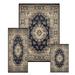 Navy Blue Traditional Persian Oriental Bordered 3PC Rug Set - Runner (2 x 5 ) Accent Mat (2 x 3 ) Area Rug (5 x 7 )
