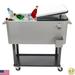 US IN STOCK 80 Qt Patio Cooler Cart Ice Chest with Wheels for Patio Pool Party Rolling Cooler with Shelf Bottle Opener Water Pipe and Cover