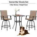 Lina 3 Peice High Swivel Stools Set â€“ 2 Tall Armrest Chairs and a Porch Bistro Table