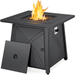 Easyfashion 28 Gas Fire Pit Table with Lid and Iron Tabletop for Outside Black