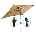 Winado Patio Umbrella 10ft Lighted Outdoor Umbrella Rectangula Tan