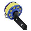 Aluminum Finger Spool 100ft Dive Reel w/ Retractable Holder Navy Blue/Yellow