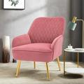 Mobicia Modern Soft Velvet Material Dark Green Ergonomics Accent Chair Living Room Chair Bedroom Chair Home Chair With Gold Legs And Adjustable Legs For Indoor Home Pink