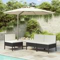 vidaXL Patio Chairs 3 Pcs Rattan Conversation Chair with Cushions Poly Rattan