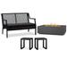 Home Square 4 Piece Set with Large Fire Table Patio Loveseat & 2 End Tables