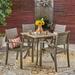 York Outdoor 5 Piece Acacia Wood Square Dining Set Gray