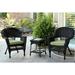 Jeco 3pc Wicker Chair and End Table Set with Green Cushion-Finish:Black