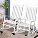 Gymax 2PCS Wooden Rocking Chair High Back Garden Seat Porch Rocker For Indoor Outdoor White