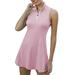 FOCUSNORM Tennis Golf Dress for Women Sleeveless Workout Athletic Dresses with Built in Shorts and Pockets