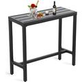 LVUYOYO Outdoor Iron Bar Table Patio Counter Height Bar Table 40 Rectangle Bar Table for Patio Garden Black