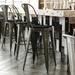 BizChair Commercial Grade 30 High Copper Metal Indoor-Outdoor Barstool with Back with Black Poly Resin Wood Seat