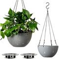 2X Self Watering Hanging Planters (10 Inch) | Hanging Pots | Hanging Planter Outdoor with Pot | Flower Pot with Modern Rope by Serenehuman (Cement Gray)