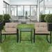 Patio 3-Piece Rocking Rocking Chair Set: Black Wicker Furniture-Two Chairs with Glass Occasional