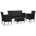 vidaXL Patio Furniture Set 4 Piece Patio Sectional Sofa with Table Poly Rattan