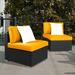 EXCITED WORK 2 Piece Terrace Furniture Set Yellow Double Terrace Combination Sofa All Weather Wicker Rattan Outdoor Thick Sofa Set - Waterproof Durable Soft Ergonomic