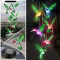 FIEWESEY Hummingbird Wind Chimes Solar Wind Chimes Outdoor Color Changing Light Up Wind Chimes Solar Powered Memorial Wind Chimes Birthday Gifts Outdoor Decor Yard Decorations (Green Hummingbird)