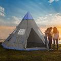 Outsunny 12Ft Camping Tent 6-7 Person 4 Season with 8 Mesh Windows Outdoor Teepee Tent with Waterproof Material for Family and Friends Camping