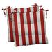 RSH DÃ©cor Indoor Outdoor Set of 2 Tufted Dining Chair Seat Cushions 18.5 x 16 x 2 Red & White Stripe
