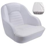 NORTHCAPTAIN P1 Pontoon Boat Seat Captain Bucket Seat with Boat Seat Cover White