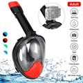 Snorkel Mask Full Face 180Â° Panoramic Sea View Anti-Fog Anti-Leak Snorkeling Mask with Action Camera Mount and Soft Adjustable Head Straps-Red/Black (Large/XL)